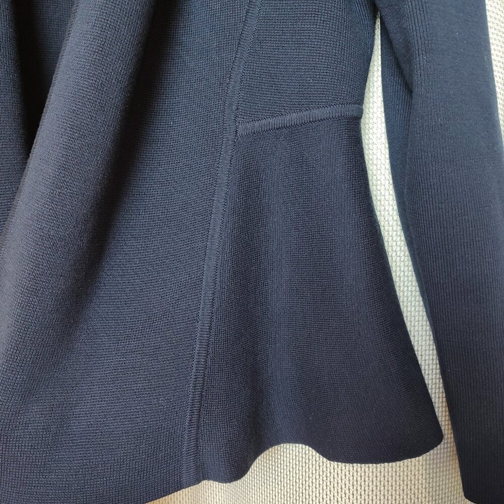 Eileen Fisher Navy Peplum Sweater Size Small Silk and Cotton Excellent Condition - Picture 3 of 4